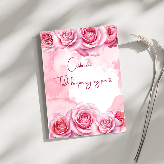 "Todo Lo Que Soy" Gold-Flecked Rose Card