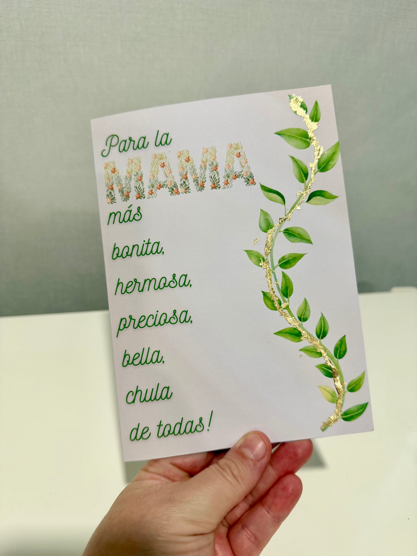 "Bella de Todas" Gold Foil Botanical Interactive Waterfall Card
