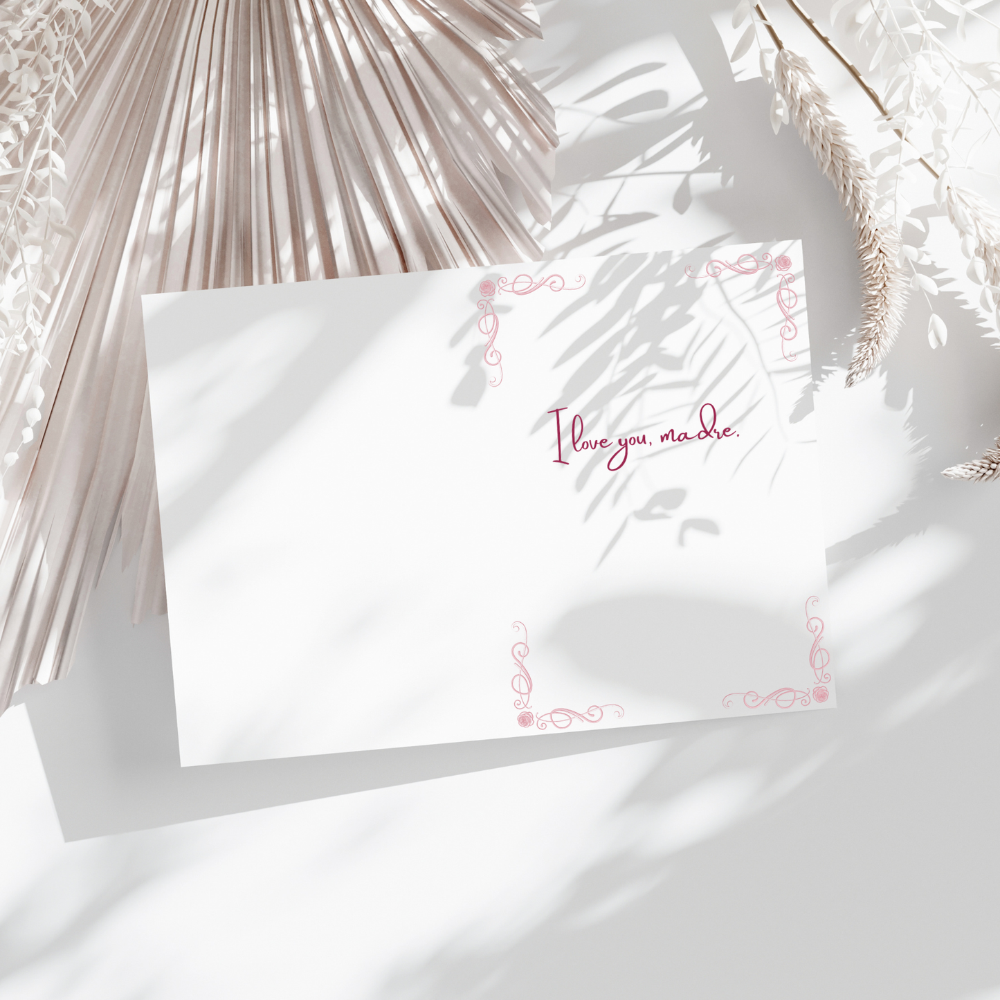 "Todo Lo Que Soy" Gold-Flecked Rose Card